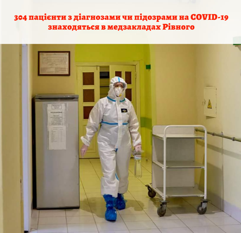 304 пацієнти з діагнозами чи підозрами на COVID-19 знаходяться в медзакладах Рівного